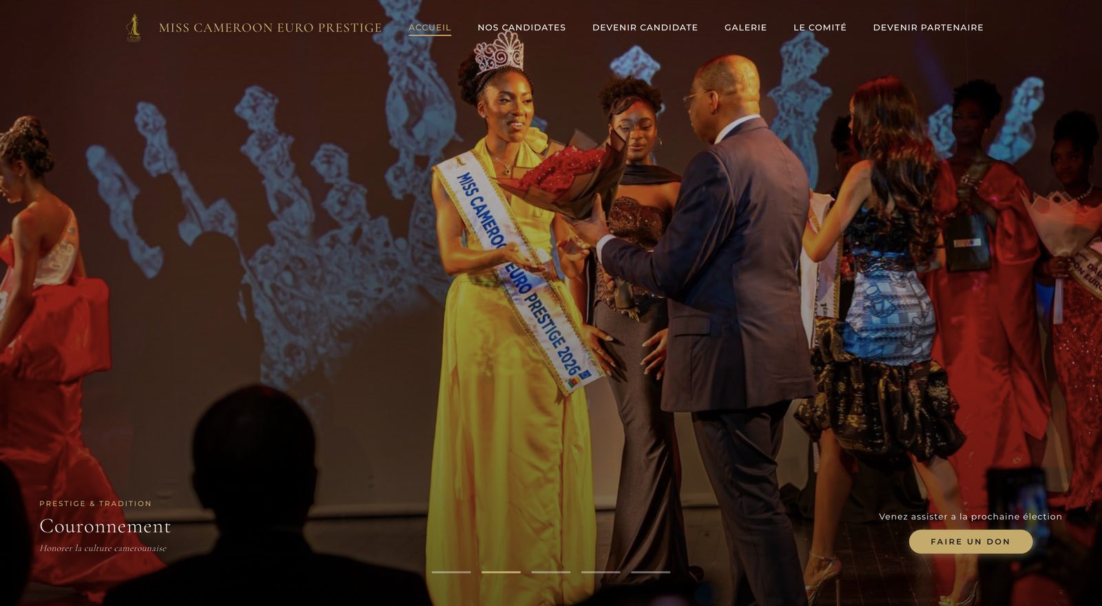 Page d'accueil du site Miss Cameroon Euro Prestige
